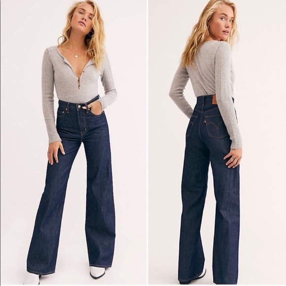 🆕 Levi's Ribcage Wide Leg High Rise Jeans - Picture 1 of 16